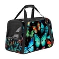 thumbnail image 1 of Flower Butterfly Luxury Pet Carrier Bag with 900D Oxford Cloth Fabric and Sherpa Base, Ideal for Travel and Outdoor Adventures - 17x10x11.8 inches/43x26x30 cm, 1 of 7