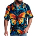 thumbnail image 1 of Flower Butterfly Men's Short Sleeve Button Down Poplin Casual Beach Shirts, 1 of 6
