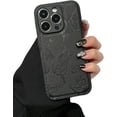 thumbnail image 1 of Flower Butterfly Pattern Faux Leather Phone Case, Simple and Fashionable, Drop-Proof and Wear-Resistant, for iPhone 15 14 13 12 11 Pro Max Plus Phone Case (Black,iPhone 12), 1 of 7