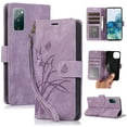 thumbnail image 1 of Flower&Butterfly Pattern Wallet Case for Samsung Galaxy S20,Dteck Magnetic Leather Case Shockproof Rubber Kickstand Full Body Protective Cover with Wrist Strap,Purple, 1 of 6