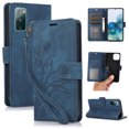 thumbnail image 1 of Flower&Butterfly Pattern Wallet Case for Samsung Galaxy S20 FE,Dteck Magnetic Leather Case Shockproof Rubber Kickstand Full Body Protective Cover with Wrist Strap,Blue, 1 of 6