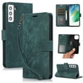 thumbnail image 1 of Flower&Butterfly Pattern Wallet Case for Samsung Galaxy S21 Plus/S21+,Dteck Magnetic Leather Case Shockproof Rubber Kickstand Full Body Protective Cover with Wrist Strap,Green, 1 of 6