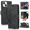 thumbnail image 1 of Flower&Butterfly Pattern Wallet Case for iPhone 14 Plus,Dteck Magnetic Leather Case Shockproof Rubber Kickstand Full Body Protective Cover with Wrist Strap,Black, 1 of 6