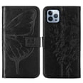 thumbnail image 1 of Flower Butterfly Pattern Wallet Case for iPhone 14 Pro, PU Leather Soft TPU Shockproof Anti-Drop Flip Folio Case with Wrist Strap Stand Magnetic Clasp Card Slots Phone Cover for iPhone 14 Pro,Black, 1 of 10