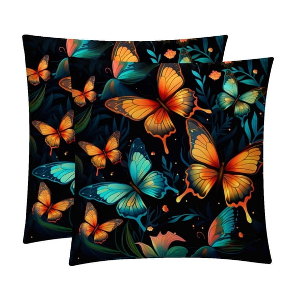 Flower Butterfly Pillow Covers Sets - Decorative Pillows for Bed and Couch - Unique Patterns - Available in 16x16, 18x18, and 20x20 Inches - Set of 2 for Any Occasion