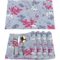 thumbnail image 1 of Flower Butterfly Placemats Set of 6 Rectangle Table Mats Washable Heat-Resistant Place Mat for Kitchen Dining Table Decor Indoor Outdoor, 1 of 5
