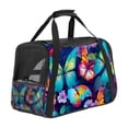 thumbnail image 1 of Flower Butterfly Sherpa Pet Carrier Bag 900D Oxford Cloth Fabric Nylon Webbing Base 17x10x11.8 in Suitable for Travel and Outdoor Activities, 1 of 7