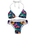 thumbnail image 1 of Flower Butterfly Stylish Bikini Set with Detachable Sponge & Adjustable Strap, 2-Pack One-Piece Swimsuits for All Scenes, 1 of 6