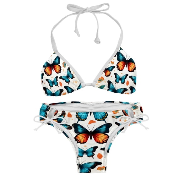 Flower Butterfly Stylish Swim Suits Bikini Set: Detachable Sponge, Adjustable Strap, Two-Pack - Ideal for Beach and Pool %{scenes