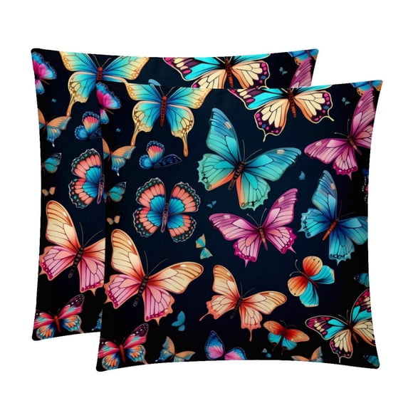 Flower Butterfly Stylish Velvet Throw Pillow Covers Inserts Set of 2 for Bed & Chair - Unique Patterns, 16x16, 18x18, & 20x20 Inches for Any Occasion!