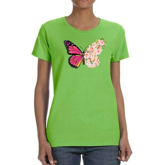 Flower Butterfly T-Shirt Women -Smartprints Designs, Female Medium