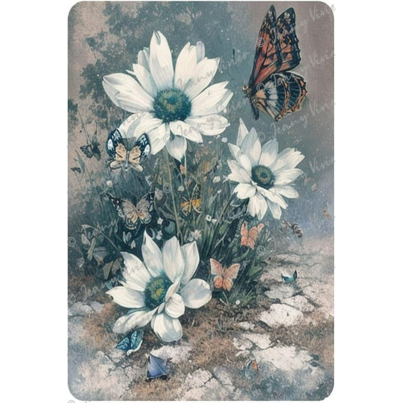 Flower and Butterfly Vintage Tin Sign Flowers Wall Art for Living Room Bedroom Bathroom Farmhouse Kitchen Office Wall Art Rustic Tin Sign,Retro Garden Tin Signs 5.5x8 Inches