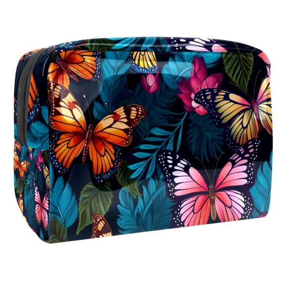 Flower ButterflyCosmetic Storage Bag with Zipper, Printed Design, Ideal for Ladies and Girls Traveling - Zipper Pouch, Travel Pouch, Women's Makeup Bag, Makeup Travel Bag Pouch