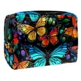 thumbnail image 1 of Flower ButterflyMakeup Pouch Bag with Zipper, Printed Design - Ideal for Ladies and Girls Travel - Cosmetic Storage Organizer - Zipper Pouch for Makeup Tools - Travel Security Pouch - PVC Material, 1 of 6