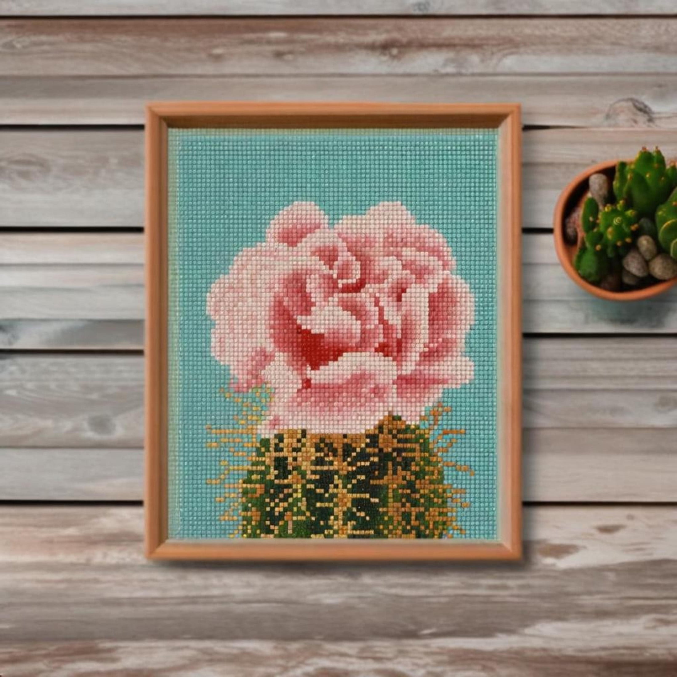 Flower Cactus Painting Diamond Art Kit by Make Market – Full Drill with Gems & Tools - 8" x 10" Canvas - 6 Pack