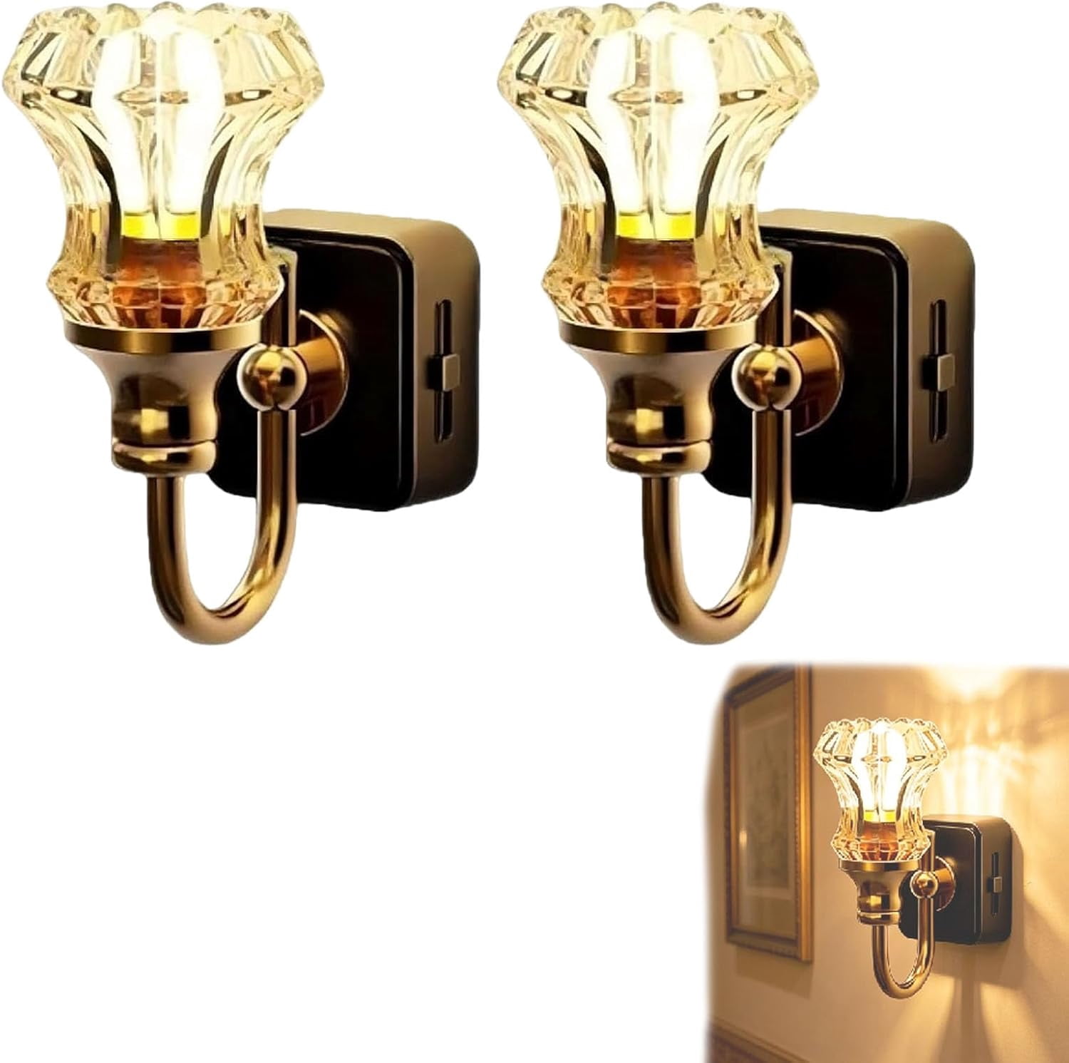 Flower Candle LED Vintage Plug in Night Light, Flower Candle LED Night Light Plug into Wall, Retro Soft Warm Plug-in Walls Nightlight for Bedroom, Bathroom, Living Room (2 pcs)
