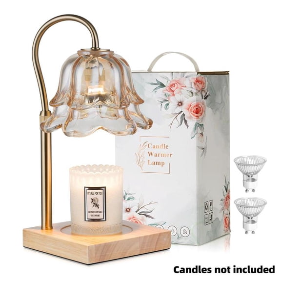 Flower Candle Warmer Lamp, with 2 Bulbs, Height Adjustable with Timer, Unique Glass Lily of the Valley Lamp for Home & Bedroom Decor, Ideal Gift for Birthday/Mother'S Day, Valentine'S Day Gift