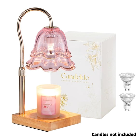 Flower Candle Warmer Lamp, with 2 Bulbs, Height Adjustable with Timer, Unique Glass Lily of the Valley Lamp for Home & Bedroom Decor, Ideal Gift for Birthday/Mother'S Day, Valentine'S Day Gift