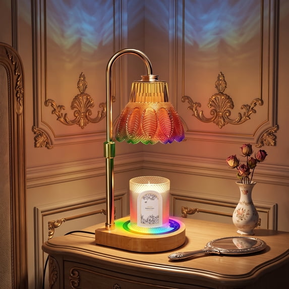 MQ Flower Candle Warmer Lamp with Timer, Dimmable Candle Lamp Warmer, Christmas Birthday Gift for Women Mom, House Warming for New Home Decor, Lotus Wax Melt Warmer for Jar Candles