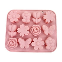 Flower Candy Molds Silicone, 9 Shapes Bite Size Chocolate Gummy Jello Gelatin Spring Cute Bow Rose Leaf Dessert Wax Melt Ice Cube Moulds Food Grade Treats Making Oven Safe Kids DIY Set
