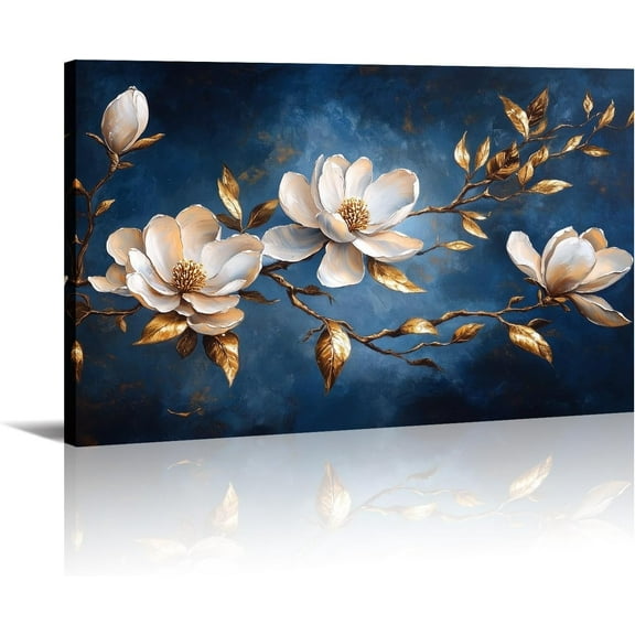 Flower Canvas Art Flower Picture Bathroom Wall Decor Fraemd Floral Painting Vintage Artwork for Living Room Office Home Decoration Gallery Wrapped Ready to Hang(Flower-3,12.00"x18.00")