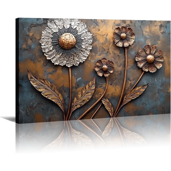 Flower Canvas Art Flower Picture Bathroom Wall Decor Fraemd Floral Painting Vintage Artwork for Living Room Office Home Decoration Gallery Wrapped Ready to Hang(Flower-3,12.00"x18.00")
