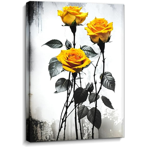 Flower Canvas Art Flower Picture Bathroom Wall Decor Fraemd Floral Painting Vintage Artwork for Living Room Office Home Decoration Gallery Wrapped Ready to Hang(Flower-3,12.00"x18.00")