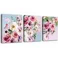 thumbnail image 1 of Flower Canvas Wall Art for Bedroom Woman Wall Decor Pink White Flowers Picture 3 Piece Framed Artwork Modern Plant Floral Canvas Prints for Kitchen Home Bathroom Girls Room Wall Decoration 12"x16", 1 of 6