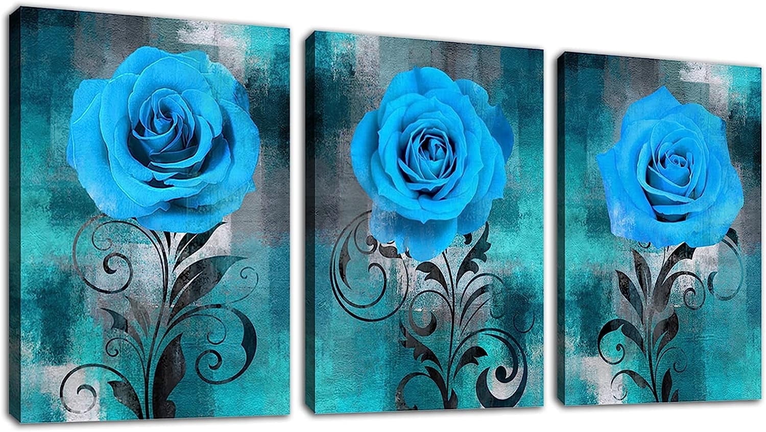 Flower Canvas Wall Art Blue Rose Canvas Pictures Botanical Wall Decor ...
