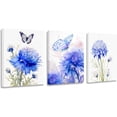 thumbnail image 1 of Flower Canvas Wall Art-Colorful Floral Picture for Bedroom- Watercolor Blue and Purple Wildflower Canvas Décor, Nature Scenery with Butterfly Print Room Décor，12"x16", 1 of 6