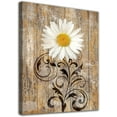 thumbnail image 1 of Flower Canvas Wall Art White Daisy Canvas Picture Farmhouse Wall Decor Vintage Brown Botanical Prints Canvas Artwork for Bathroom Living Room Bedroom Home Decor Framed Ready to Hang 12"x16", 1 of 6