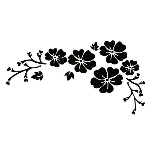 Flower Car Sticker PET Waterproof Anti-Scratch Body Sticker Bumper Personalized Decoration Sticker Black