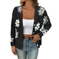 thumbnail image 1 of Flower Cardigan Sweaters for Women Button V Neck Cardigans Lightweight Knit Jumper Top Fall Lantern Sleeve Apparel Elegant Outfits Classy Clothes Vacation Work Blouses Clothing, 1 of 7