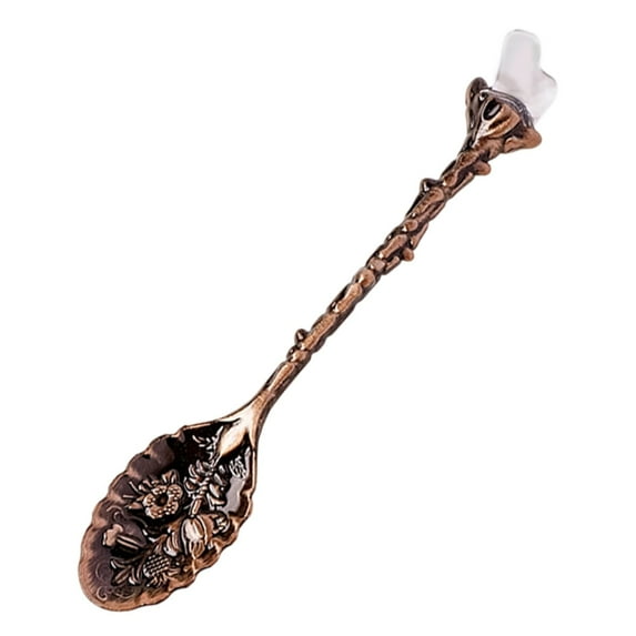 Flower Carving Tea Spoon, Metal Long Handle Dessert Spoon, Stainless Steel Coffee Tea Spoon with Flower Carving, Long Handle, Odorless, for Dessert Ice Cream