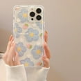 thumbnail image 1 of Flower Case for iPhone 13 Pro Max, Cute Blue Flower Strawberry Pattern Curly Wave Frame Shape Lace Design Phone Case Clear Slim Soft Shockproof Protective TPU Cover for Women Girls - Blue, 1 of 12
