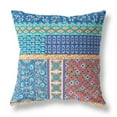 thumbnail image 1 of Flower Castle Patchwork Indoor/Outdoor Pillow with Removable Cover in Blue Orange 16x16, 1 of 5