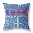 thumbnail image 1 of Flower Castle Patchwork Indoor/Outdoor Pillow in Navy Maroon 16x16, 1 of 5