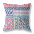 thumbnail image 1 of Flower Castle Patchwork Suede Zippered Pillow w Insert by Amrita Sen in Pink and Teal, 1 of 4