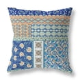 thumbnail image 1 of Flower Castle Patchwork Faux Suede Fabric Throw Pillow in Navy and Orange 20x20, 1 of 9