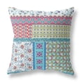 thumbnail image 1 of Flower Castle Patchwork Throw Pillow in Yellow and Pink 16x16, 1 of 4