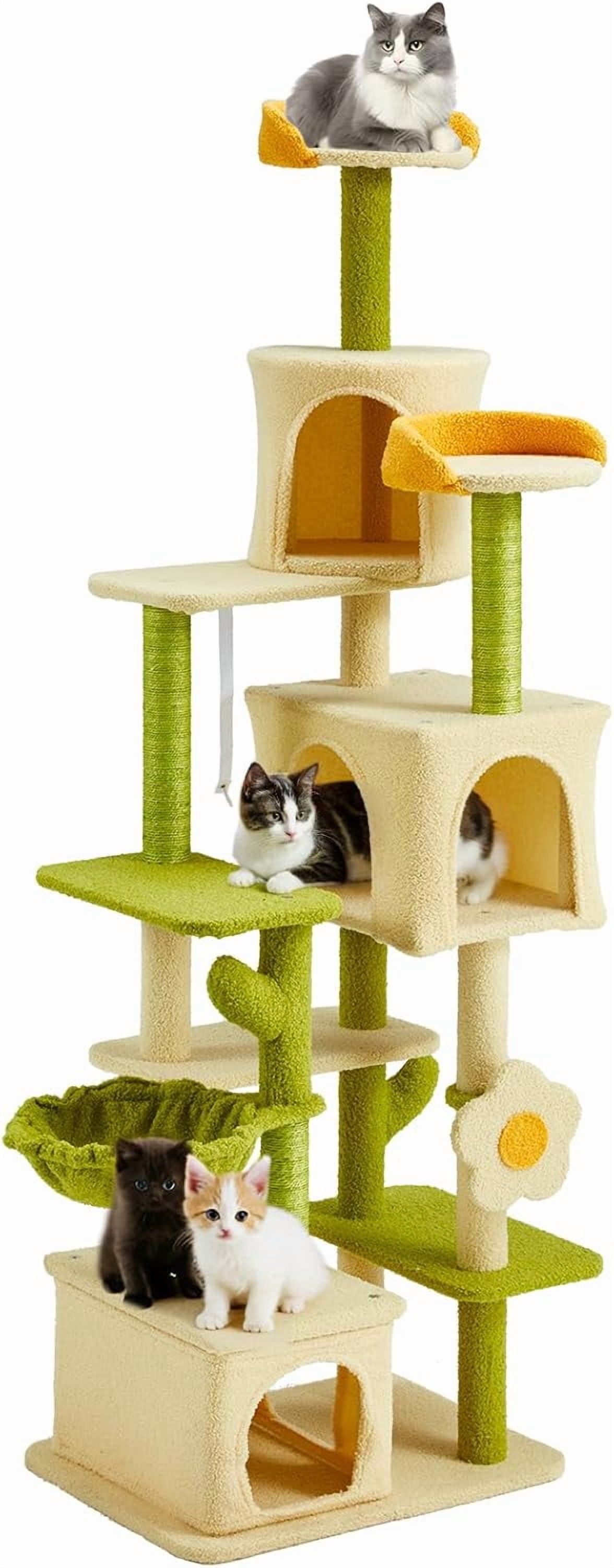 Flower Cat Tree, 69.1 Inches Cat Tower for Indoor Kitties Large Adult, Multi-Level Kitty Tower with Scratching Post, Condos, Top Perches, Furniture for Pet Activity Center