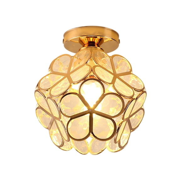 Flower Ceiling Light Fixtures, Cute Stained Glass Flush Mount Lamp, Small Semi Flush Mount Light for Hallway, Entryway Gold