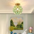 thumbnail image 1 of Flower Ceiling Light, Stained Glass Ceiling Light, Flower Petals Style Stained Glass Close to Ceiling Light for Home Decor, 1 of 5