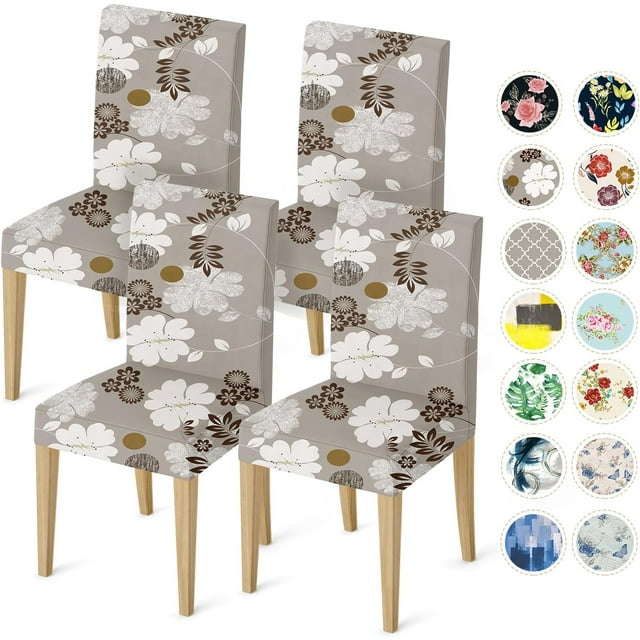 Flower Chair Covers for Dining Room Set of 4, Dining Chairs Seat Cover