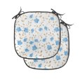 thumbnail image 1 of Flower Chair Seating Cushion Set of 2, Field Flowers Ornate Sunshines Blooms Vacation Swirl Design, Seat Pads for Office with Anti-slip Backing, 16"x16", Blue Reseda Green, by Ambesonne, 1 of 7