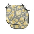 thumbnail image 1 of Flower Chair Seating Cushion Set of 4, Hydrangea Chrysanthemum Hortensia Pattern Countryside Old Style Illustration, Seat Pads with Anti-slip Backing, 16"x16", Yellow Grey Green, by Ambesonne, 1 of 6
