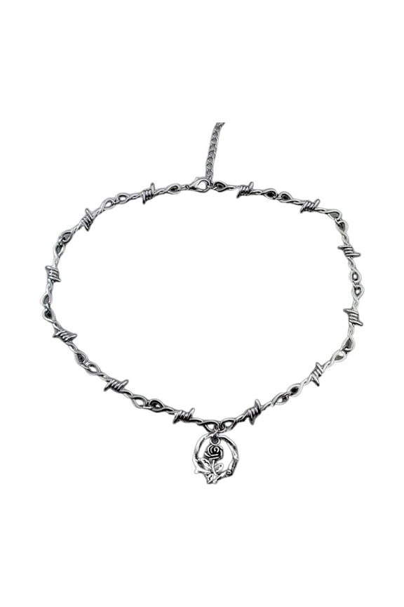 Flower Charm Neck Chain Medieval Statement Jewelry Y2K Pendant Clavicular Chain