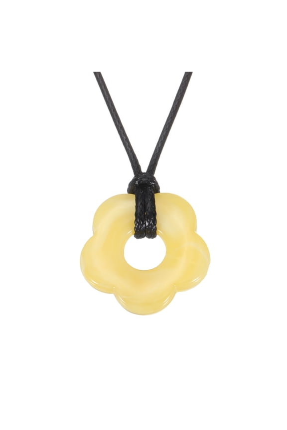 Flower Charms, Acrylic Flower Pendant Necklace Adjustable Chokers String Cord Fashion Accessories for Women Jewelry Decoration, Black/Yellow