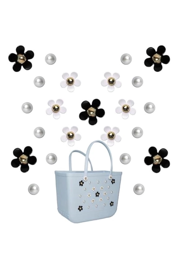 Flower Charms Compatible with Bogg BagSimply Southern Totes, Pearl Bag Bits Insert Charm Accessories