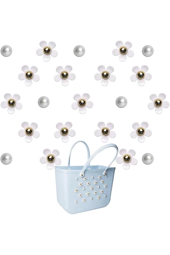 Flower Charms Compatible with Bogg Bag&Simply Southern Totes, Pearl Bag Bits Insert Charm Accessories